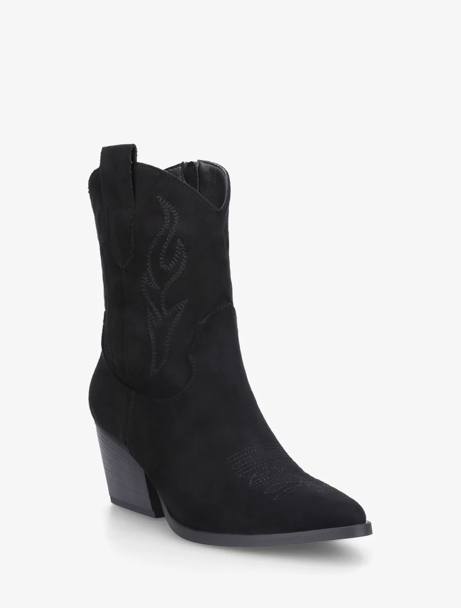 Enkellaarsjes in cowboy-stijl van suèdine - Zwart - Image 2