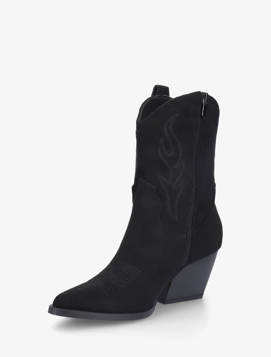 Enkellaarsjes in cowboy-stijl van suèdine - Zwart - Image 3