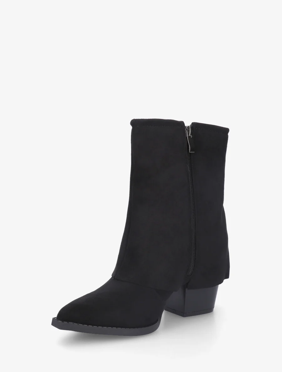Enkellaarsjes in cowboylaarsstijl met strass-steentjes - Zwart - Image 3