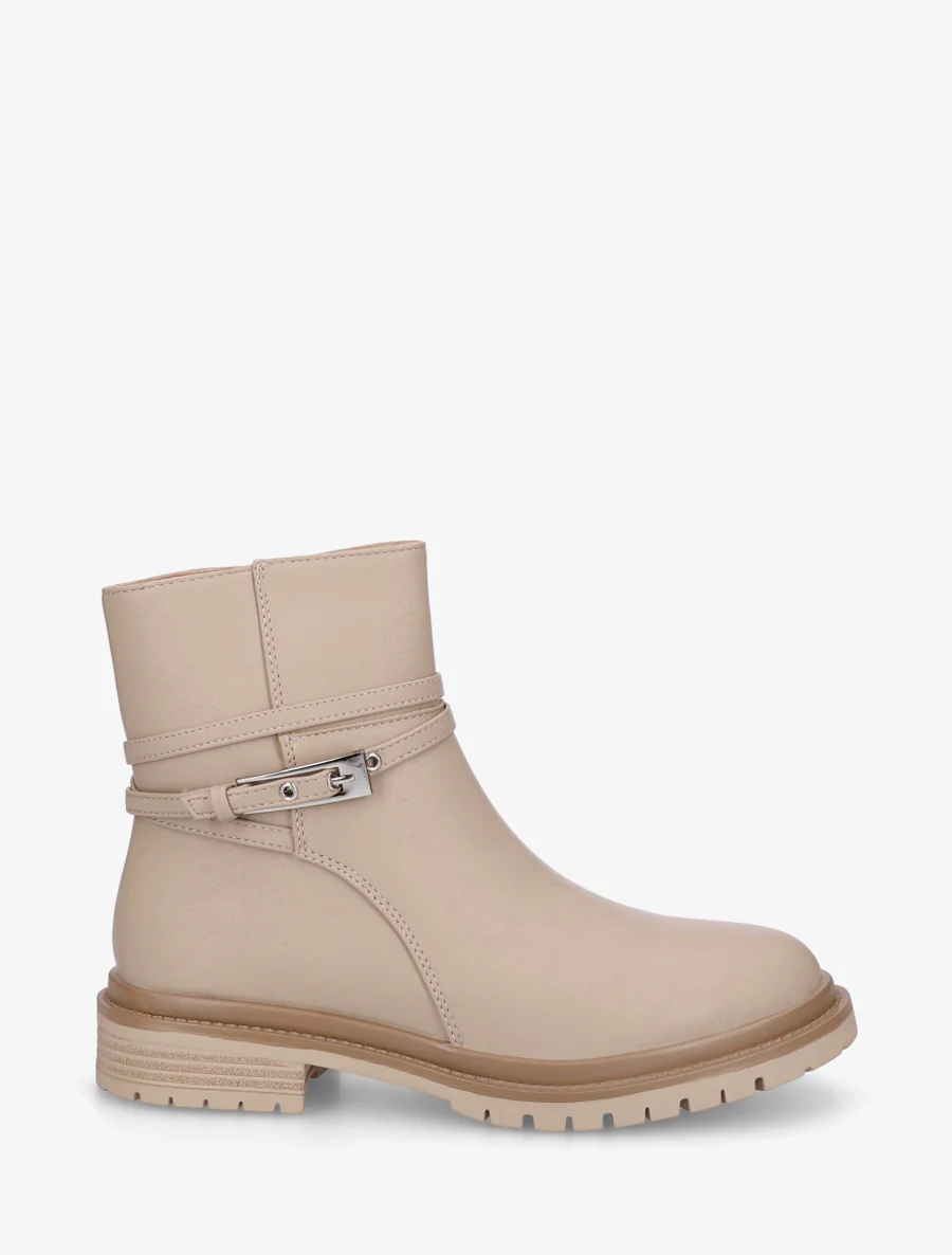 Enkellaarsjes met riempjes van imitatieleer - Beige