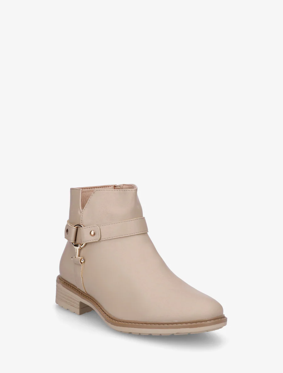 Enkellaarsjes van imitatieleer met decoratieve gesp - Beige - Image 2
