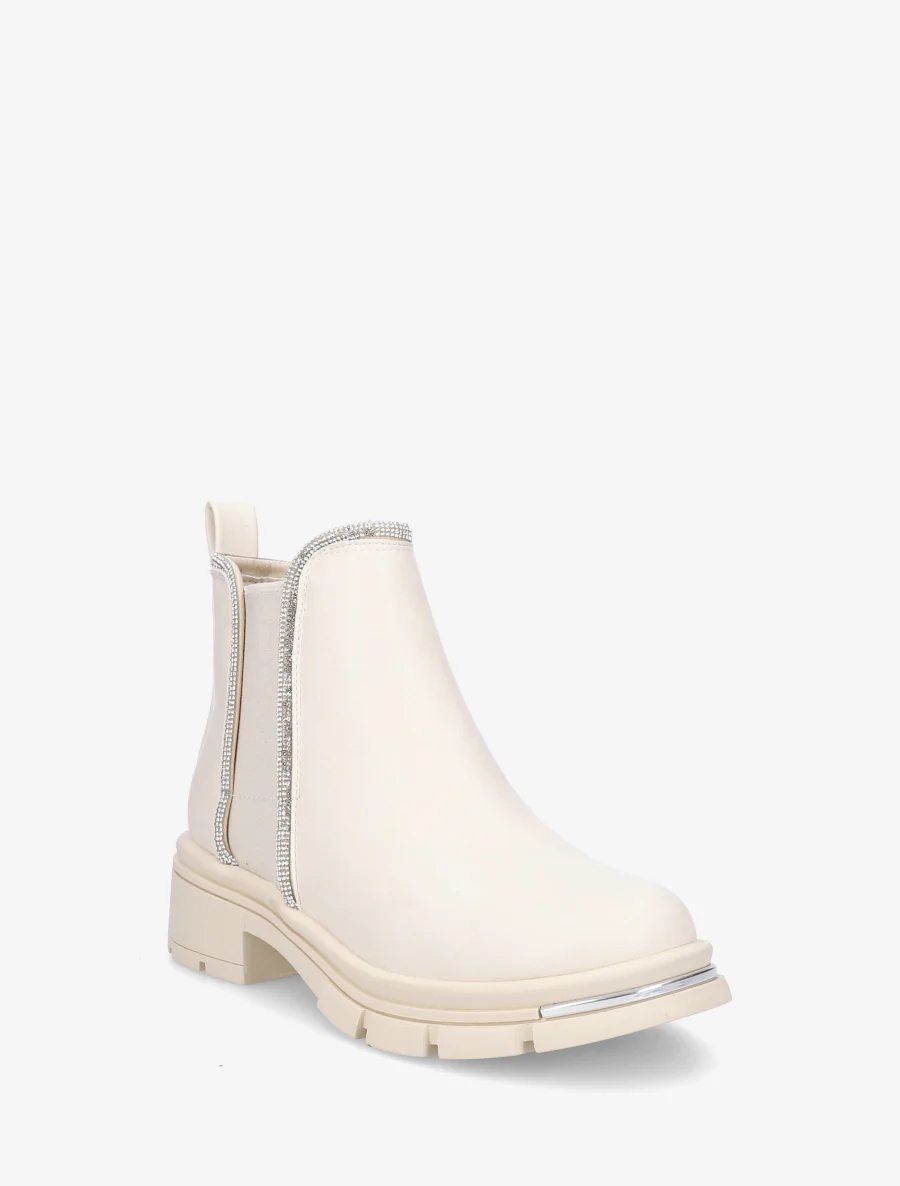 Enkellaarsjes versierd met strass-steentjes - Beige - Image 2