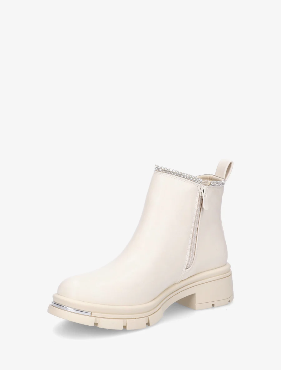 Enkellaarsjes versierd met strass-steentjes - Beige - Image 3