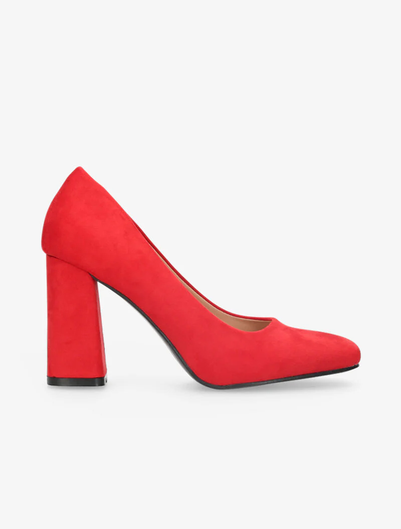 Suède pumps met vierkante neuzen - rood - Image 2