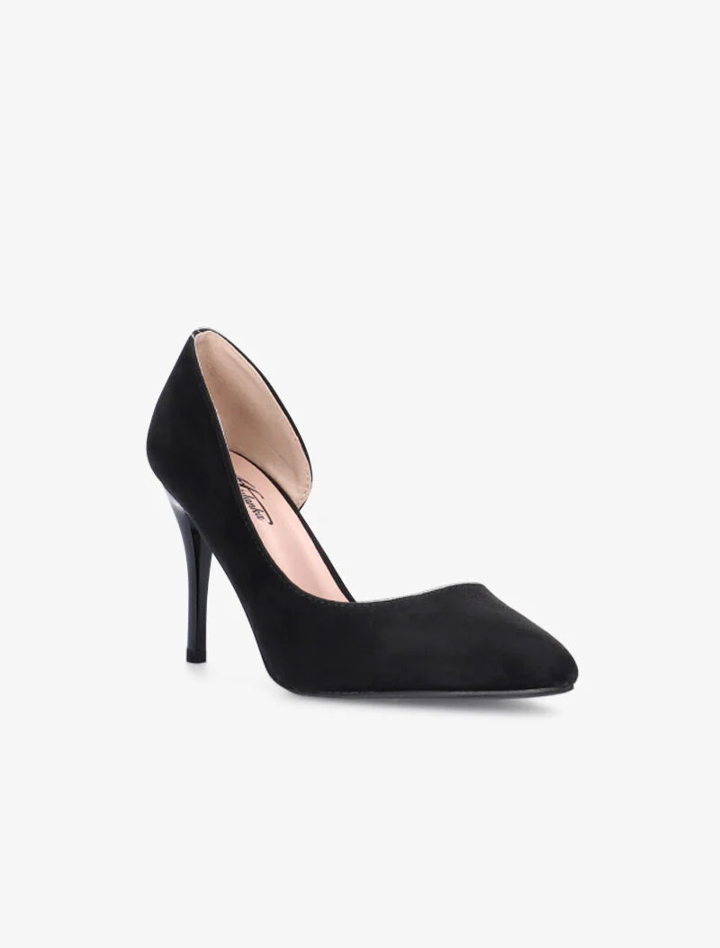 Suède pumps met open zijkant - zwart - Image 2