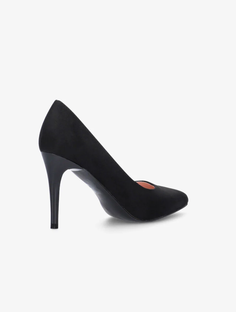 Suède pumps met open zijkant - zwart - Image 4