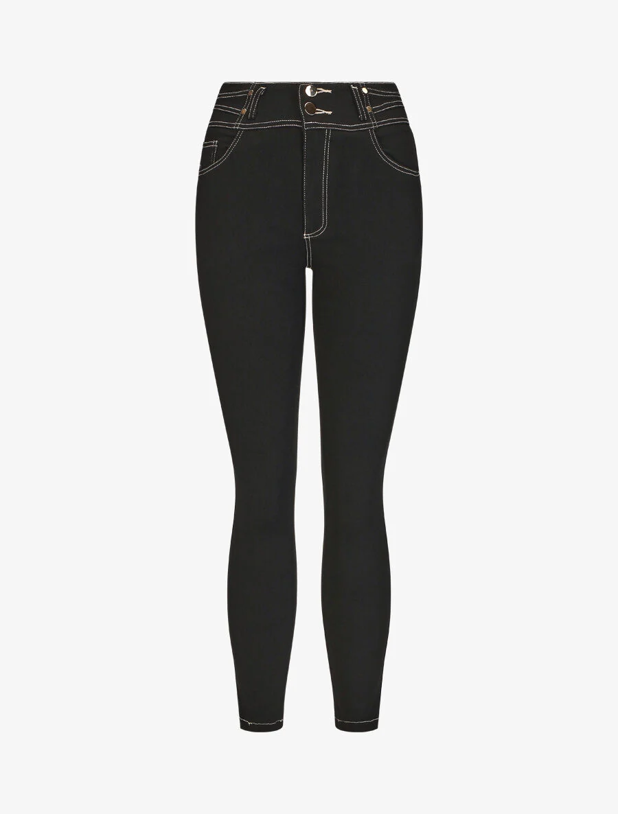 Fancy skinny jeans met hoge taille - zwart