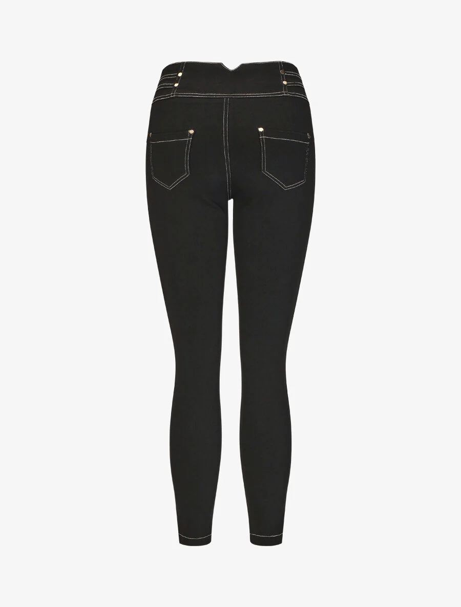 Fancy skinny jeans met hoge taille - zwart - Image 2