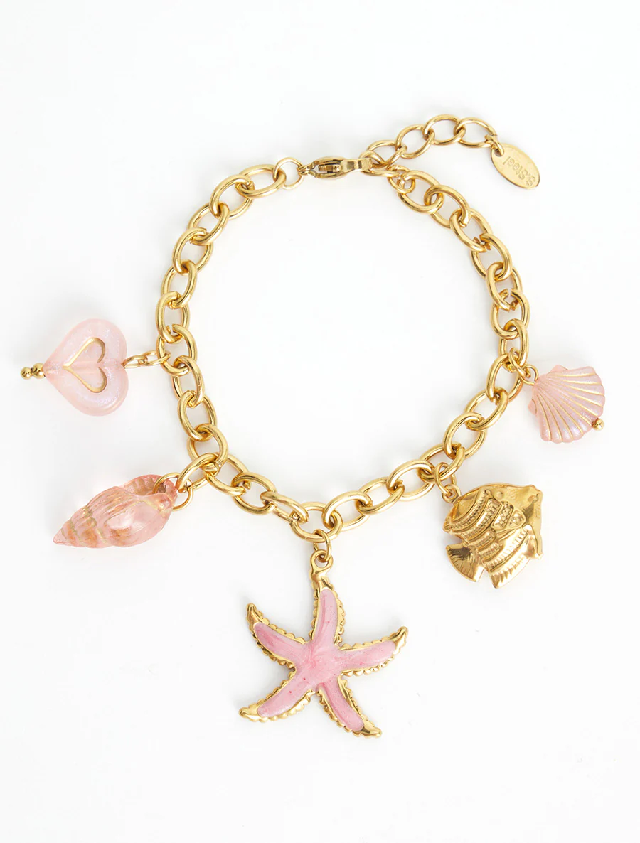Fantaisie armband met maritiem motief en hart - Roos - Image 2