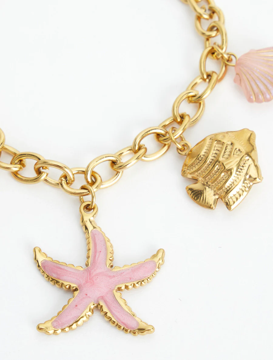 Fantaisie armband met maritiem motief en hart - Roos - Image 3