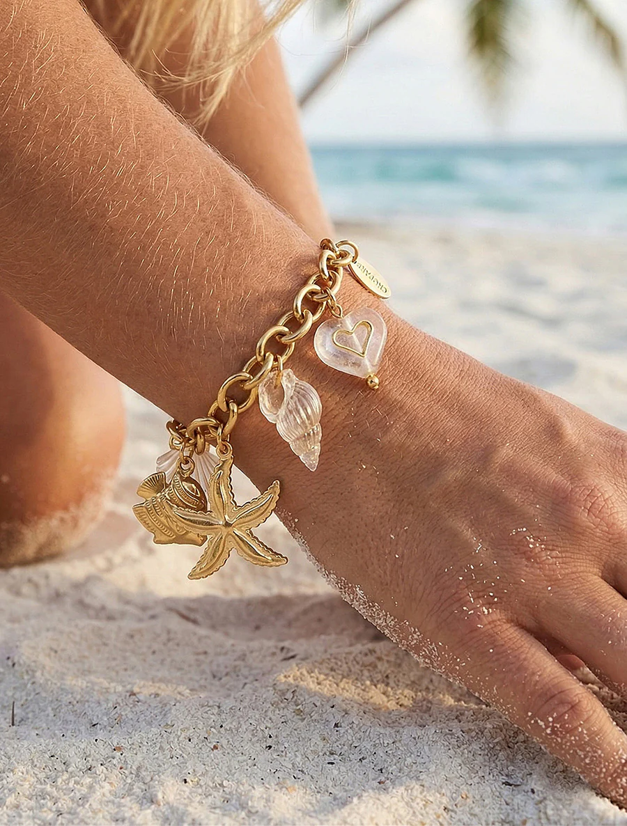 Fantaisie armband met maritiem motief en hart - Wit