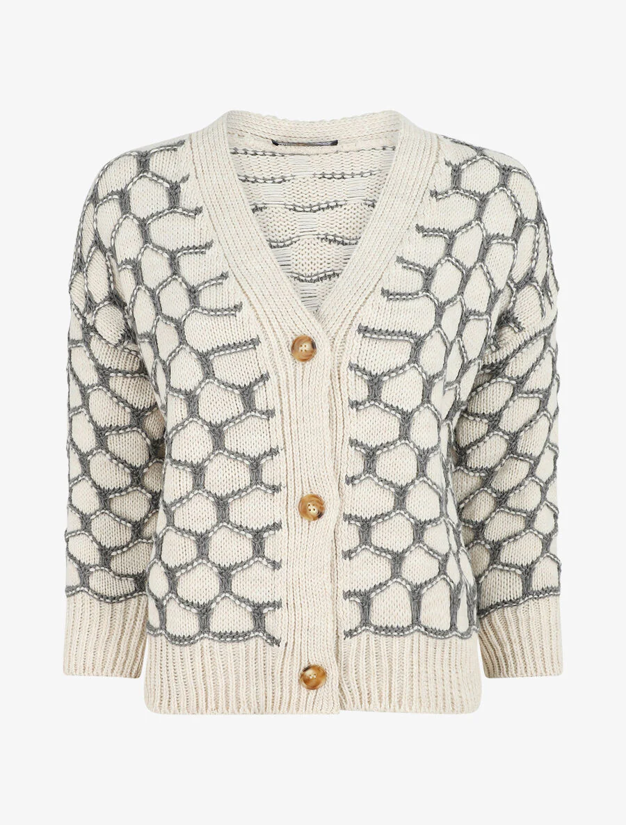 Fantasie gedrukte cardigan - Grijs