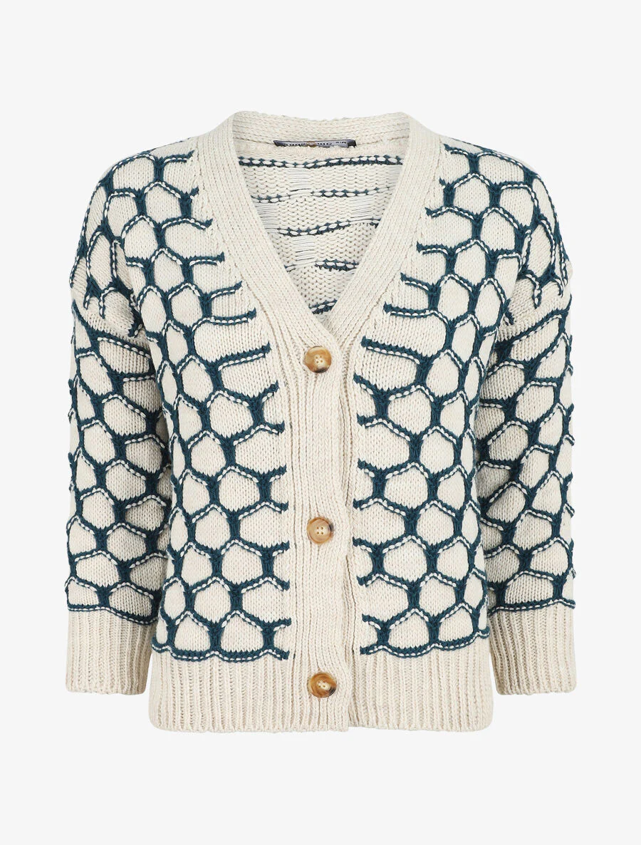 Fantasie gedrukte cardigan - Blauwgroen