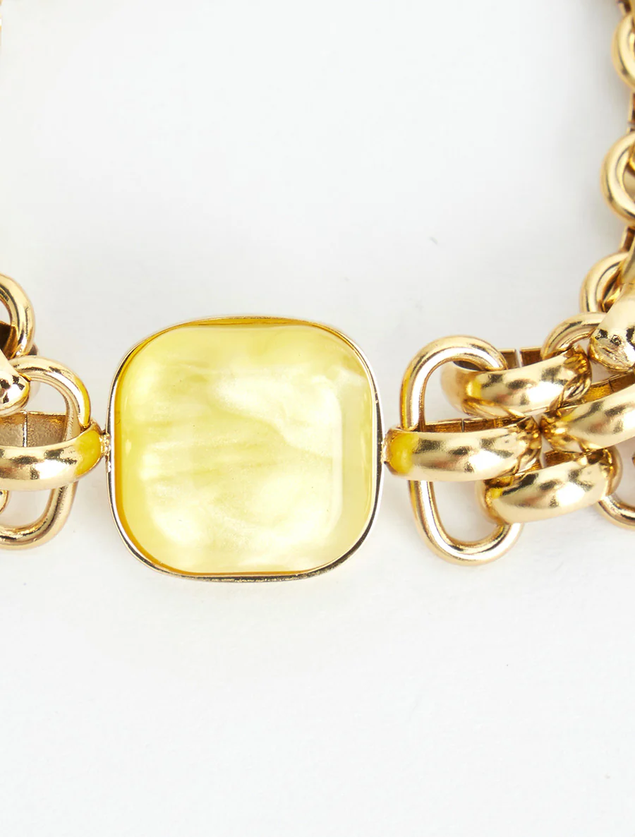 Fantasie mesh armband met inzetstuk van hars - Geel - Image 3