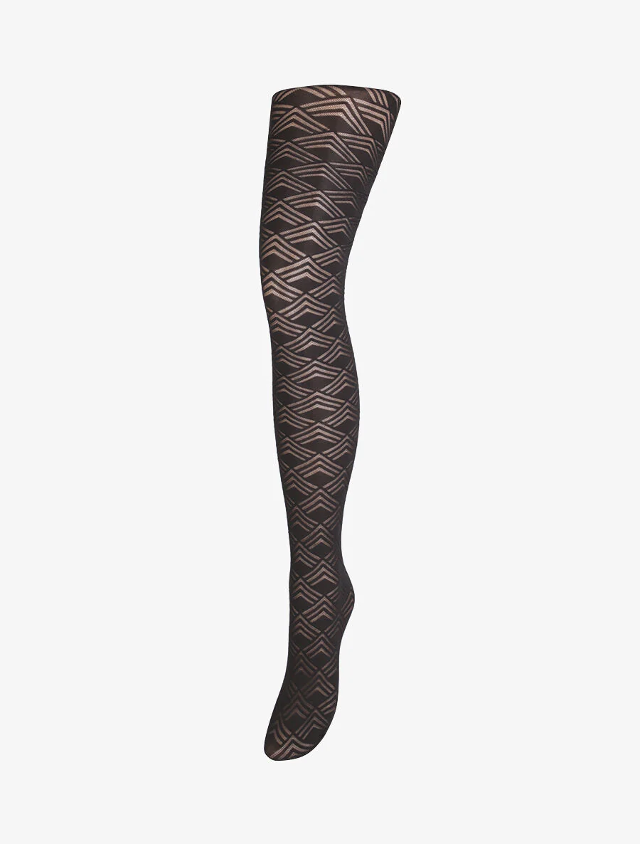 Fantasie panty's met geometrische patronen - Zwart