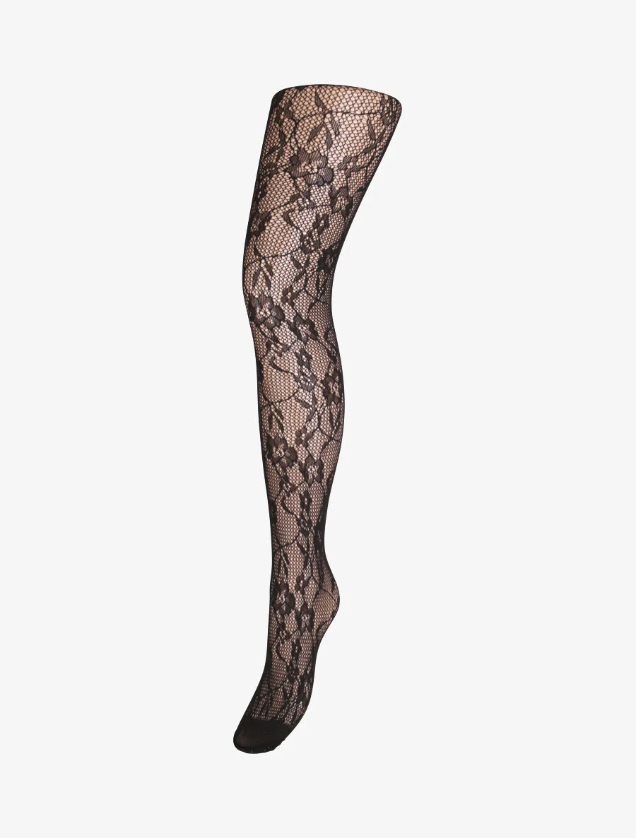 Grafische bloemenpatroon fantasiepanty's - Zwart