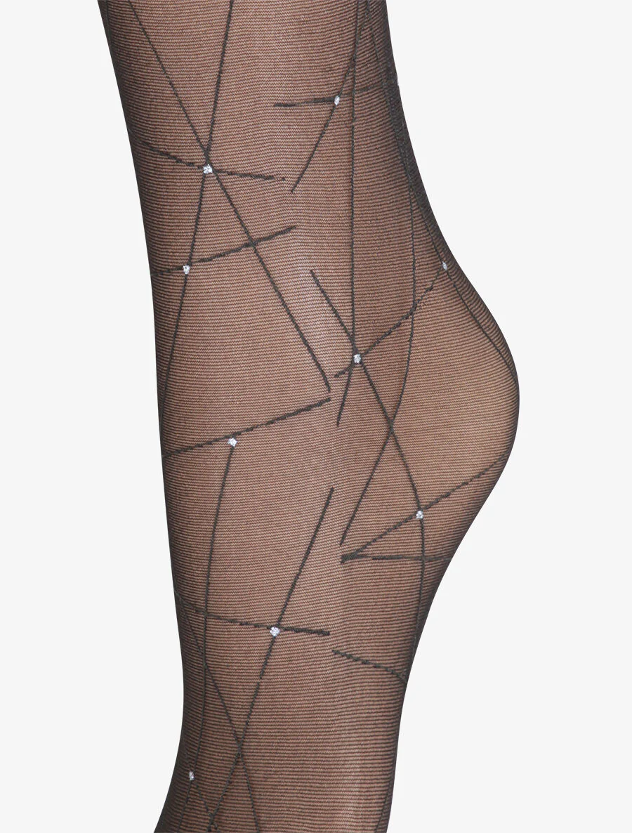 Fantasie panty's met grafische patronen - Zwart - Image 2