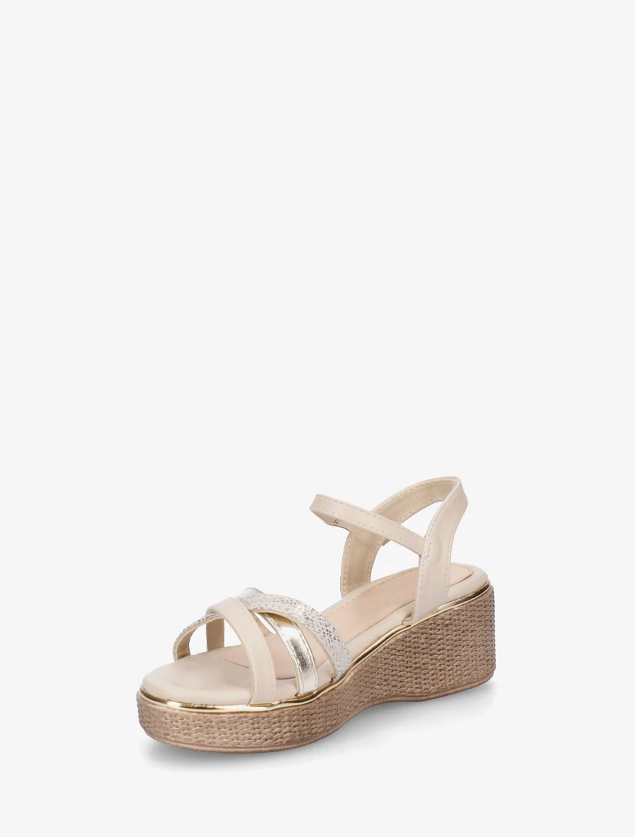 Fantasie plateau sandalen met gekruiste bandjes - Beige - Image 3