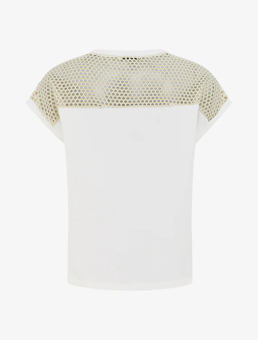 Fantasie T-shirt met opengewerkte schouders - Wit - Image 2