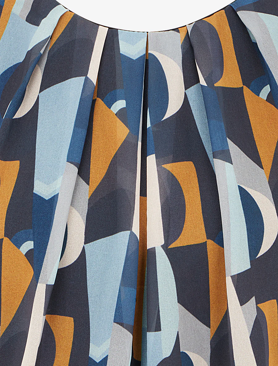 Fantasieprint top met korte mouwen - Blauw - Image 3