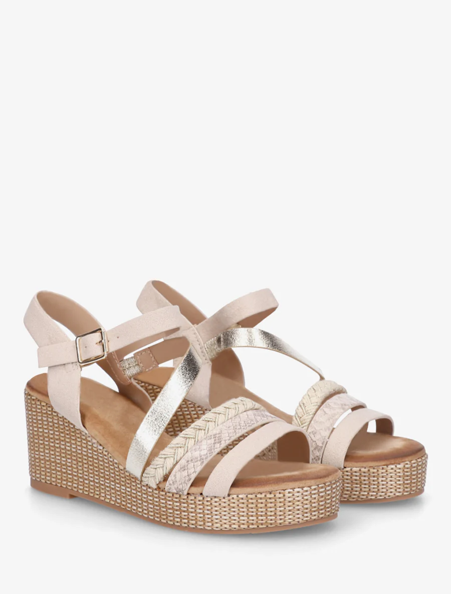 Fantasierijke sandalen met meerdere bandjes - Beige - Image 4