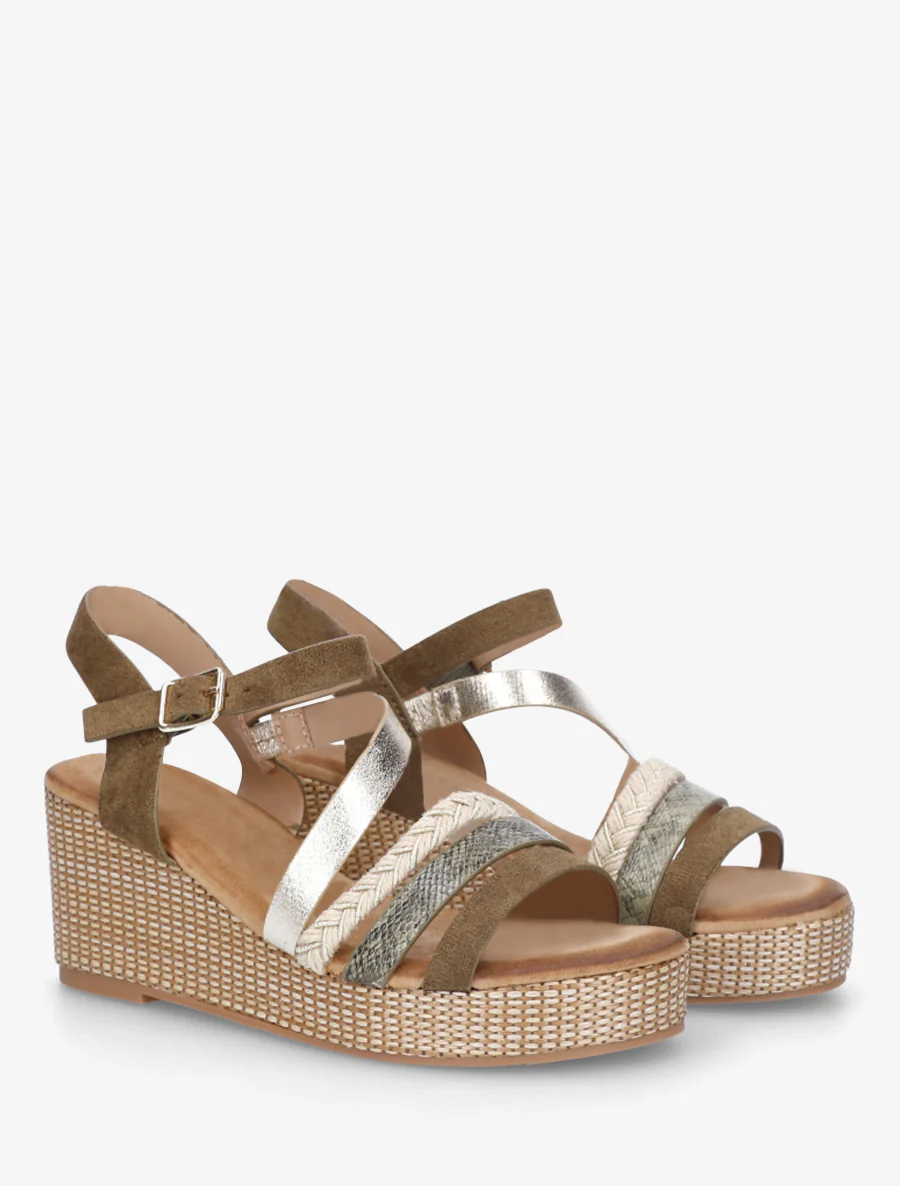 Fantasierijke sandalen met meerdere bandjes - Kaki - Image 4