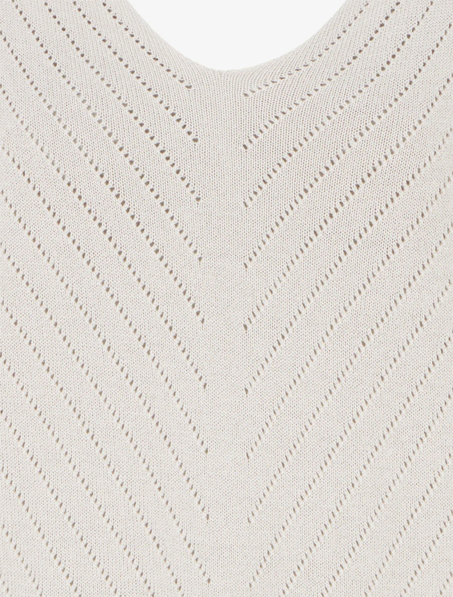 Fijn effen trui met opengewerkte lijnen - Beige - Image 3