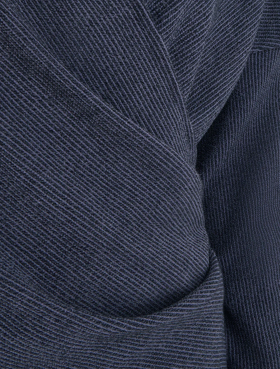 Fijn effen truitje met cache-coeur halslijn - Marine - Image 3