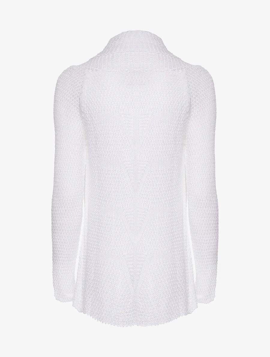 Fijngebreid open vest - wit - Image 2
