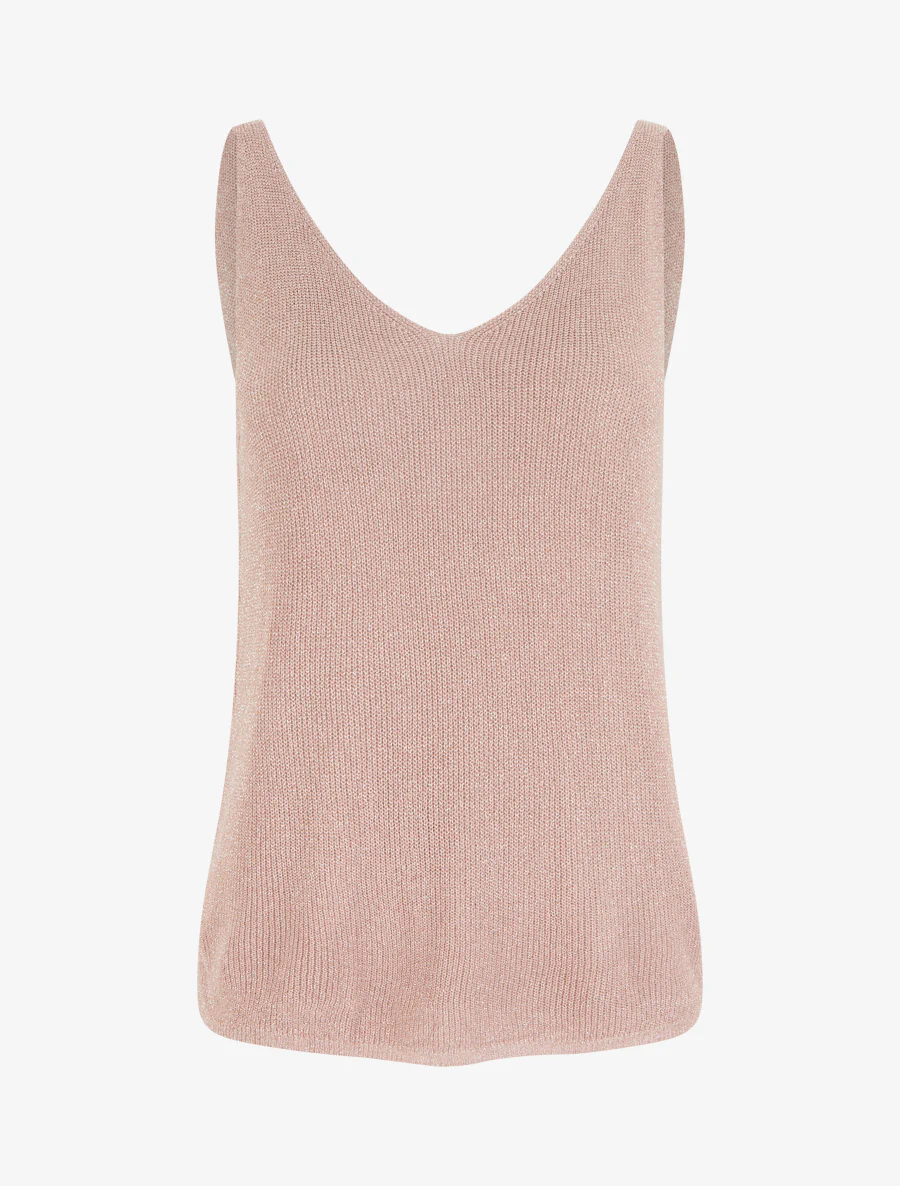 Fijn gebreide tanktop met glinsterend detail - Roos