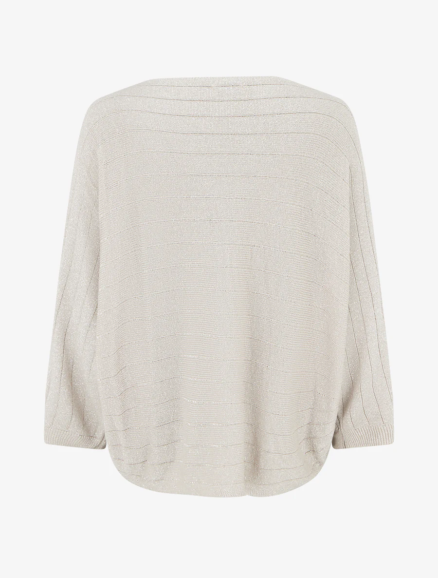 Fijn glinsterende trui met vleermuismouwen - Beige - Image 2