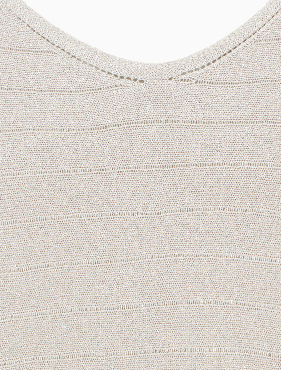 Fijn glinsterende trui met vleermuismouwen - Beige - Image 3