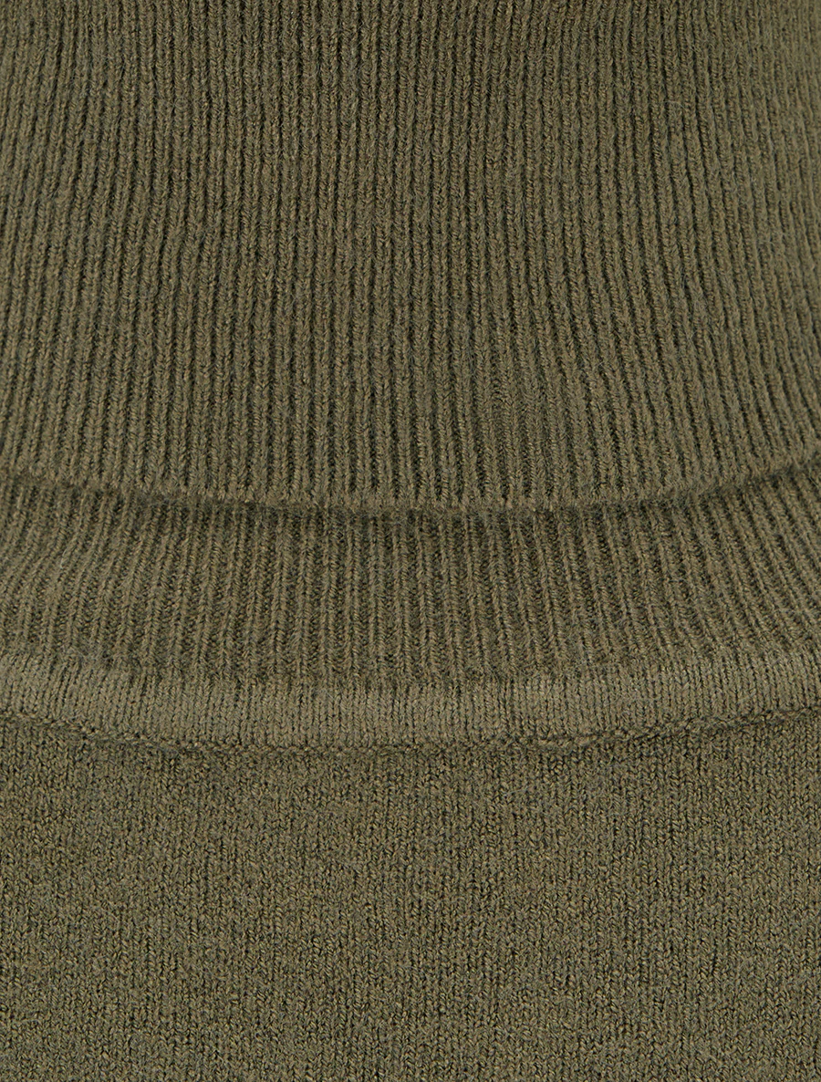Fijne coltrui met decoratieve knopen - Kaki - Image 3