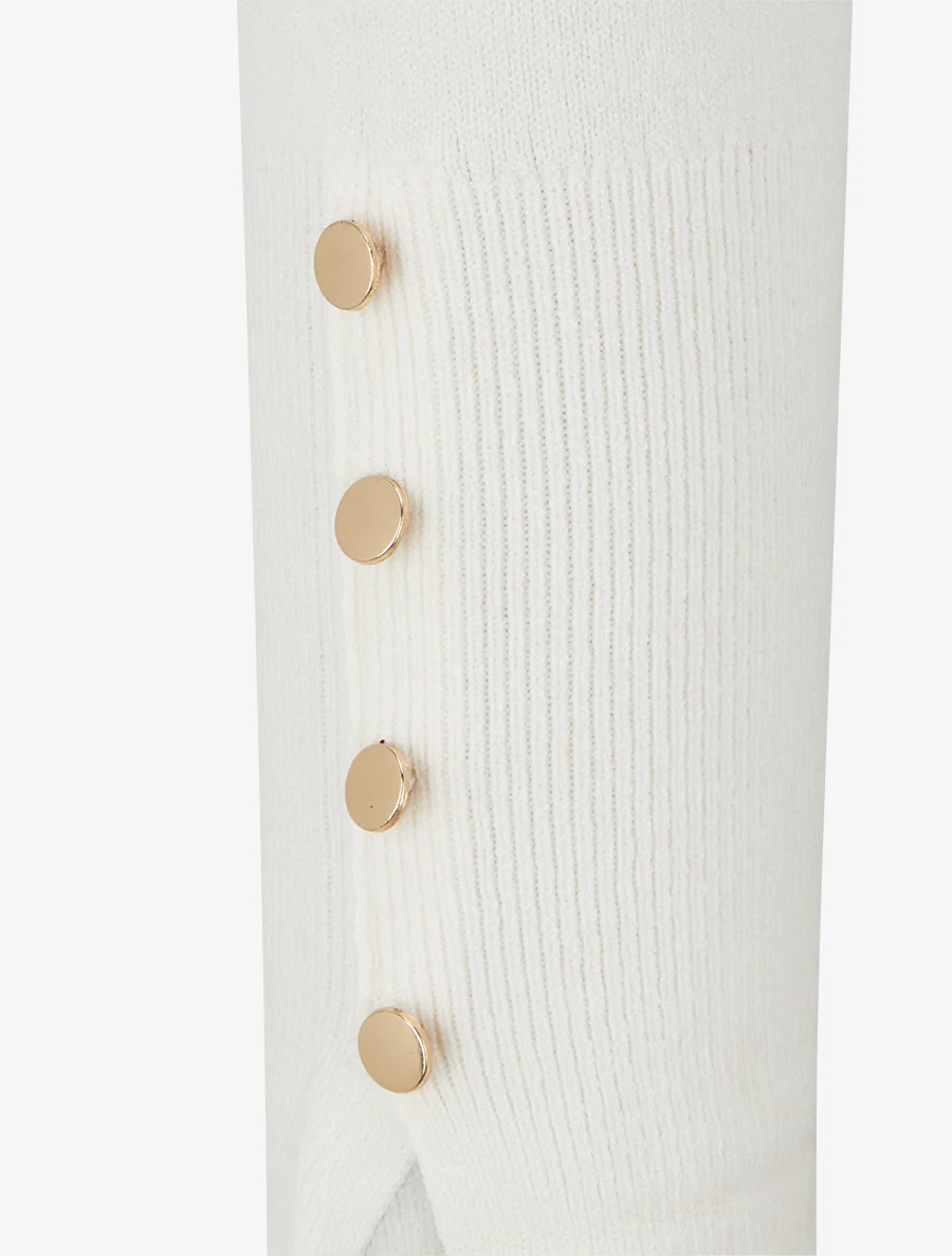 Fijne coltrui met decoratieve knopen - Crème - Image 3