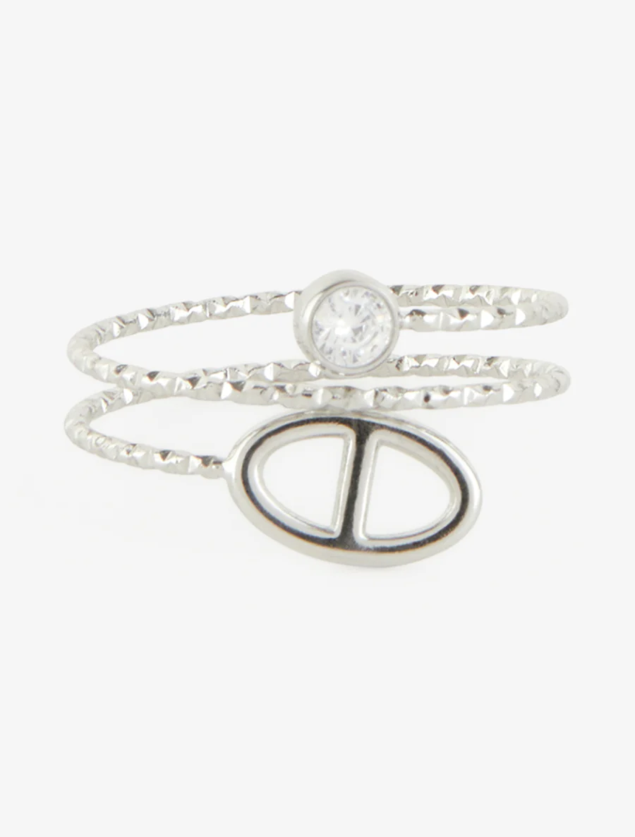 Fijne ring met ankerketting en strass. - Geld - Image 3
