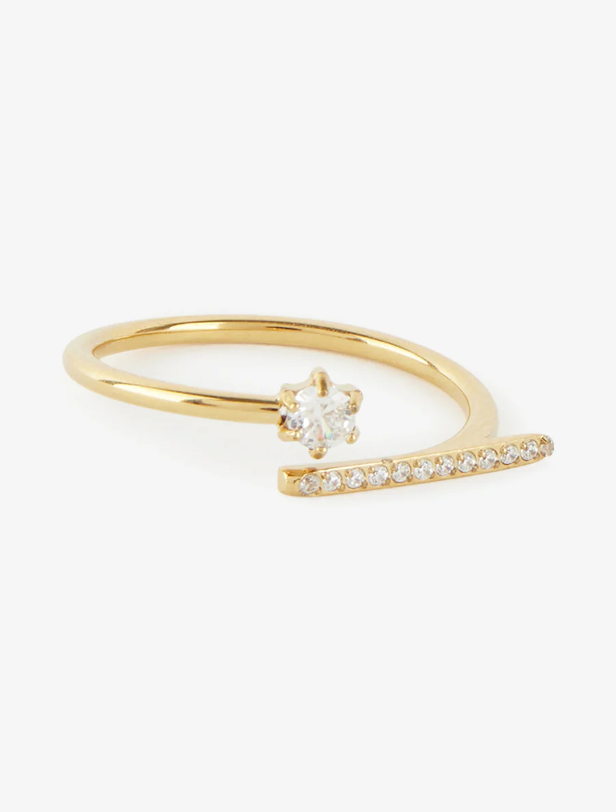 Fijne ring met een met stras bezette schacht. - Goud - Image 2
