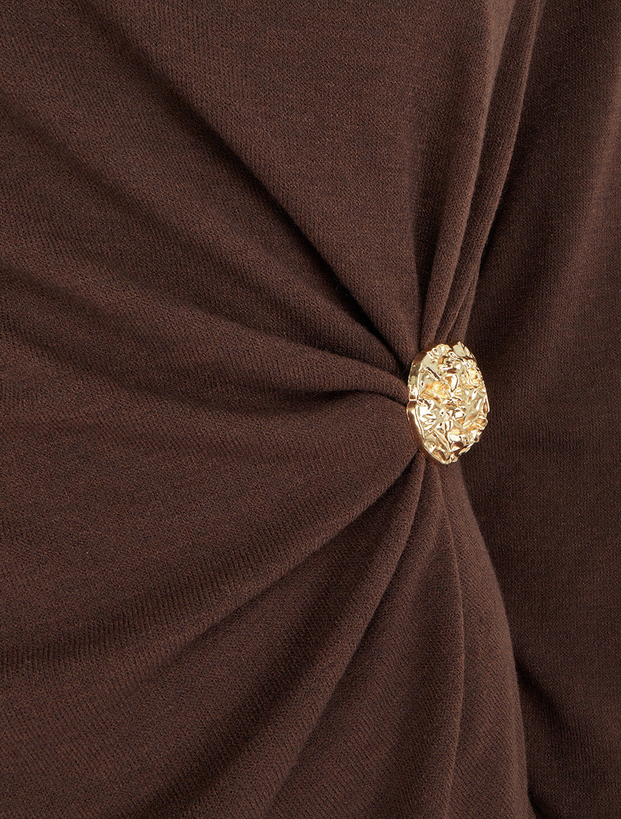 Fijne trui met broche inzetstuk - Bruin - Image 3