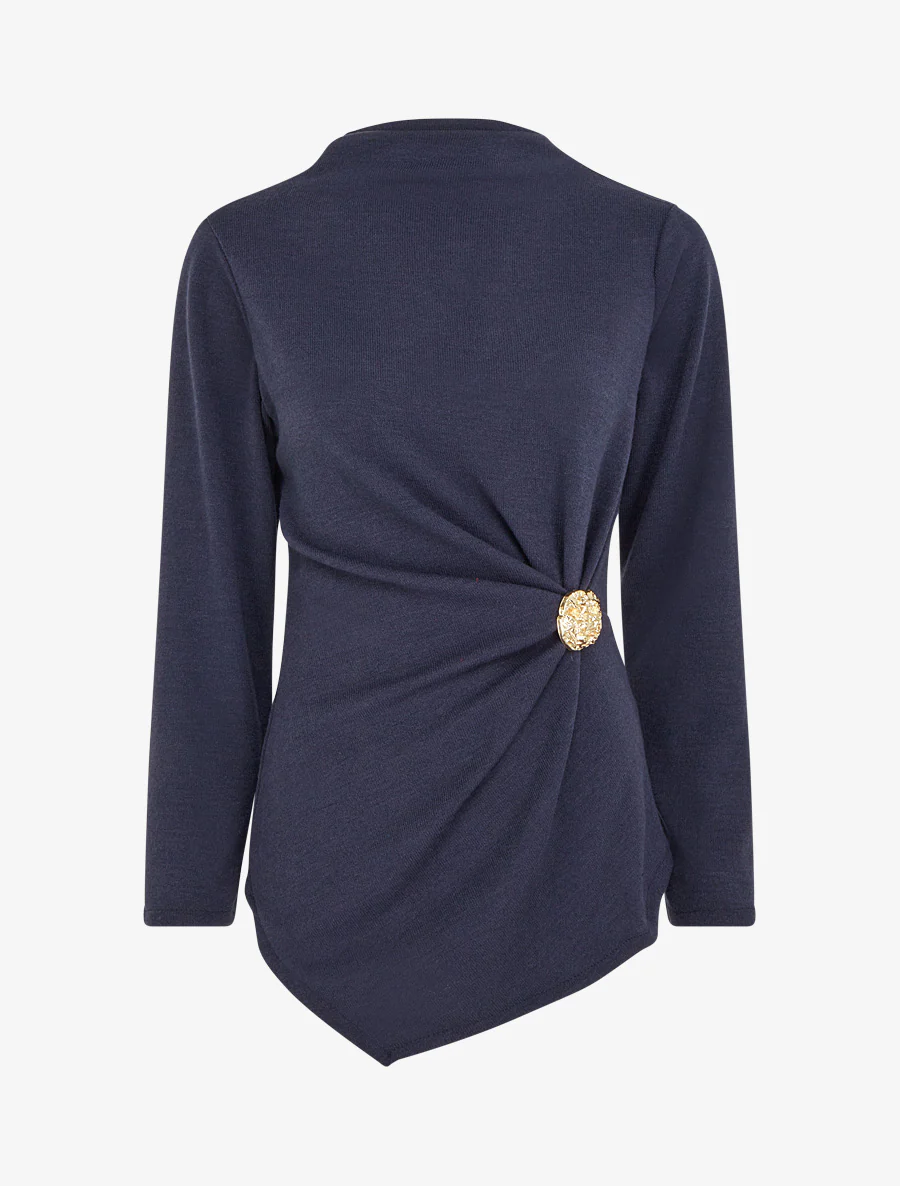 Fijne trui met broche inzetstuk - Marine