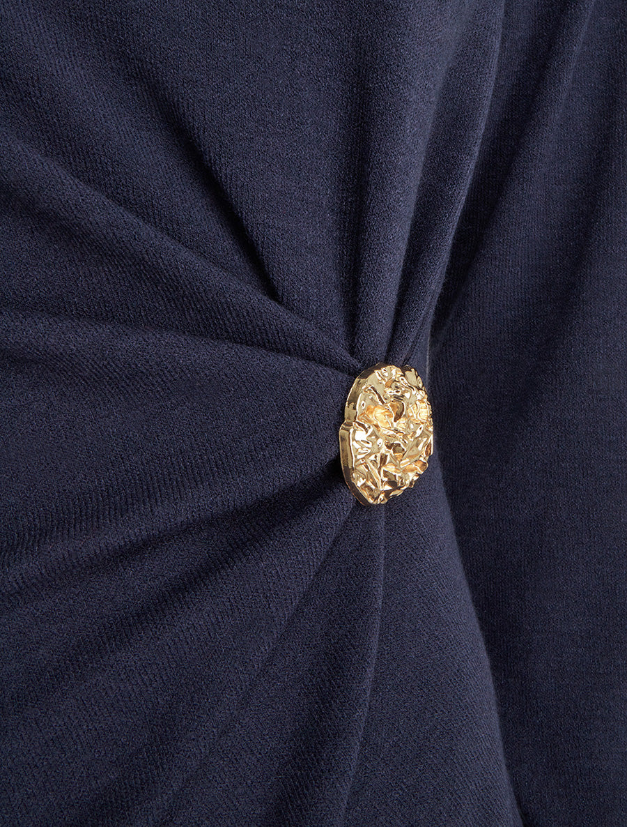 Fijne trui met broche inzetstuk - Marine - Image 3