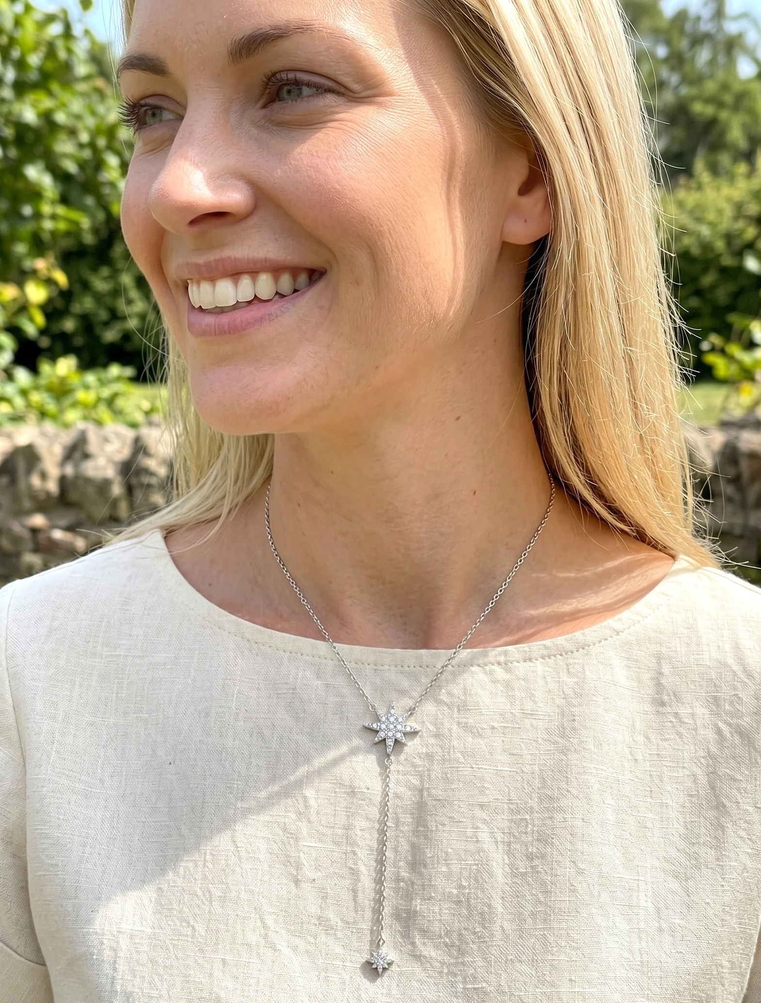 Fijne Y-ketting met strassterren - Geld