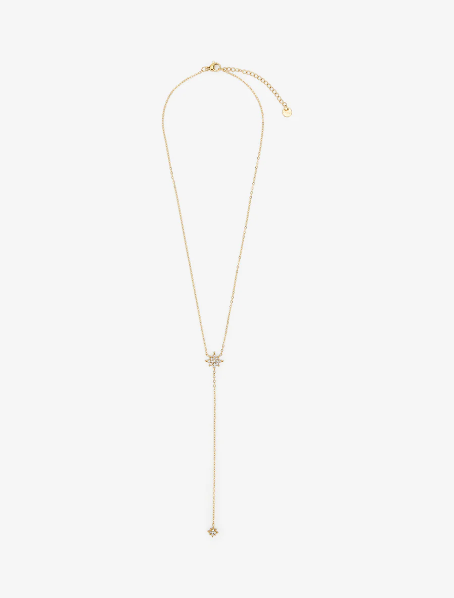Fijne Y-ketting met strassterren - Goud - Image 2