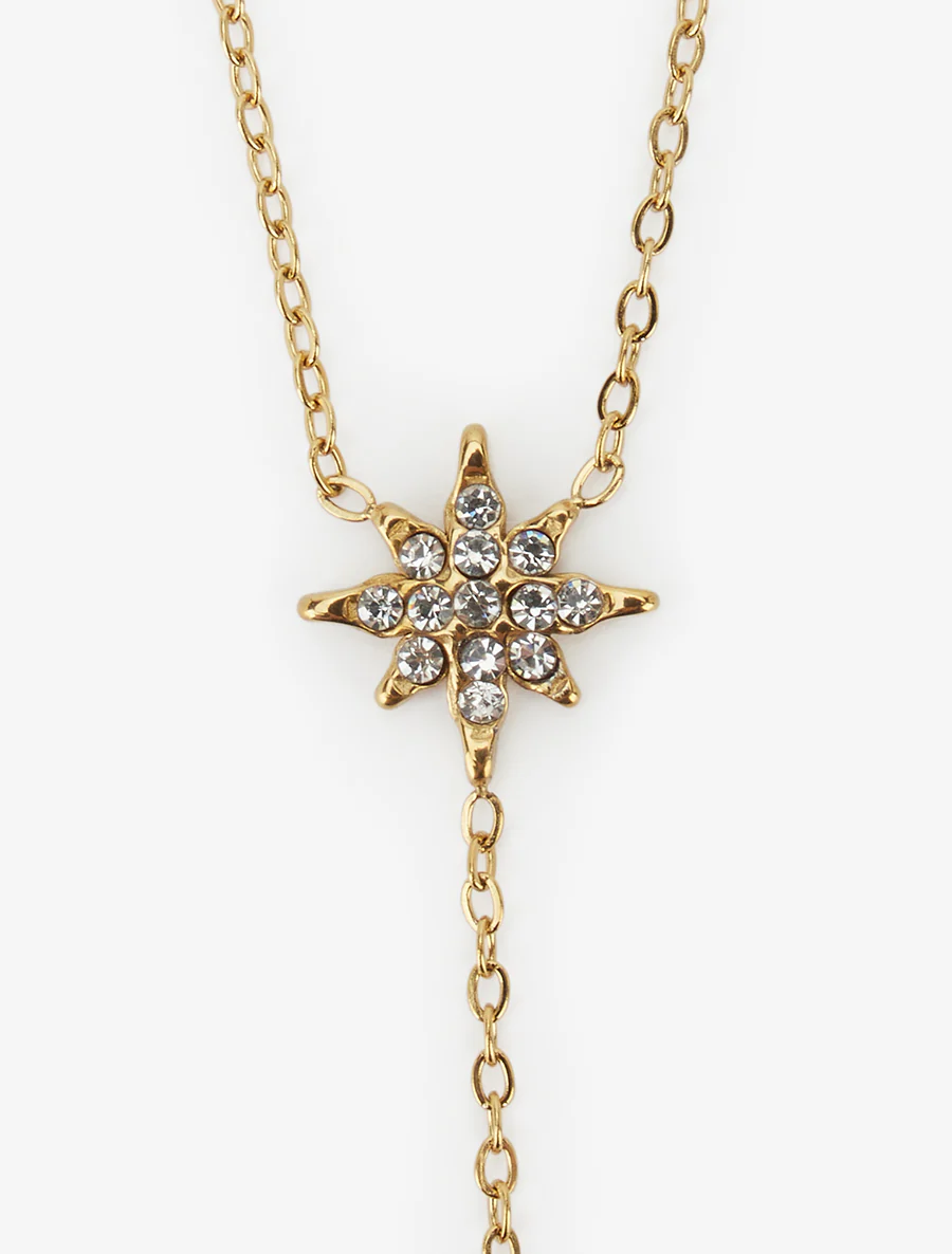 Fijne Y-ketting met strassterren - Goud - Image 3