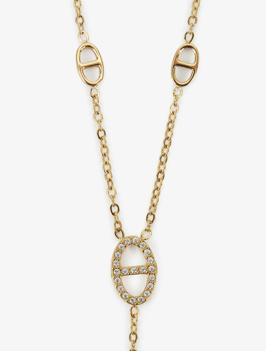 Fijne Y-vormige ketting met ovale bedels - Goud - Image 3