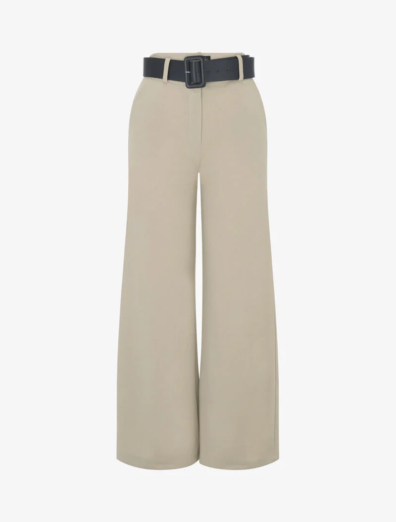 Flared broek met riem - Beige