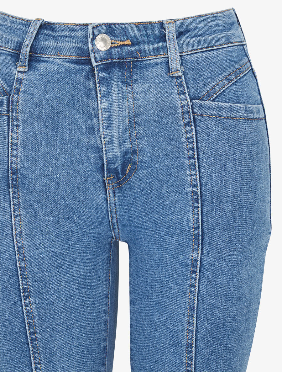Flare jeans met contrasterende naden - Blauw - Image 3