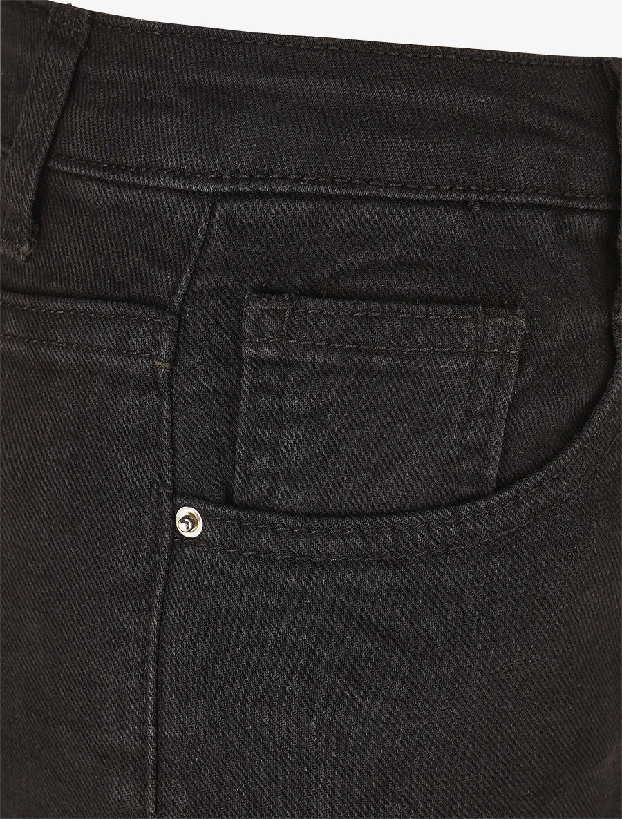 Flare jeans met gerafelde randen - zwart - Image 3