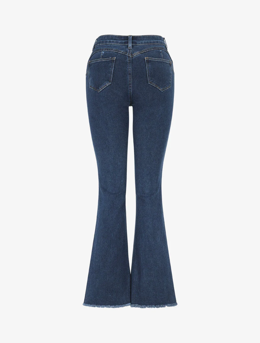 Flare jeans met gerafelde randen - blauw - Image 2