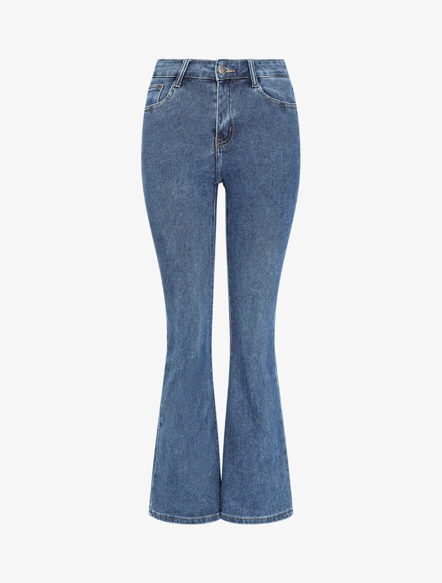 Flare jeans met klepzakken achter - blauw - Image 3