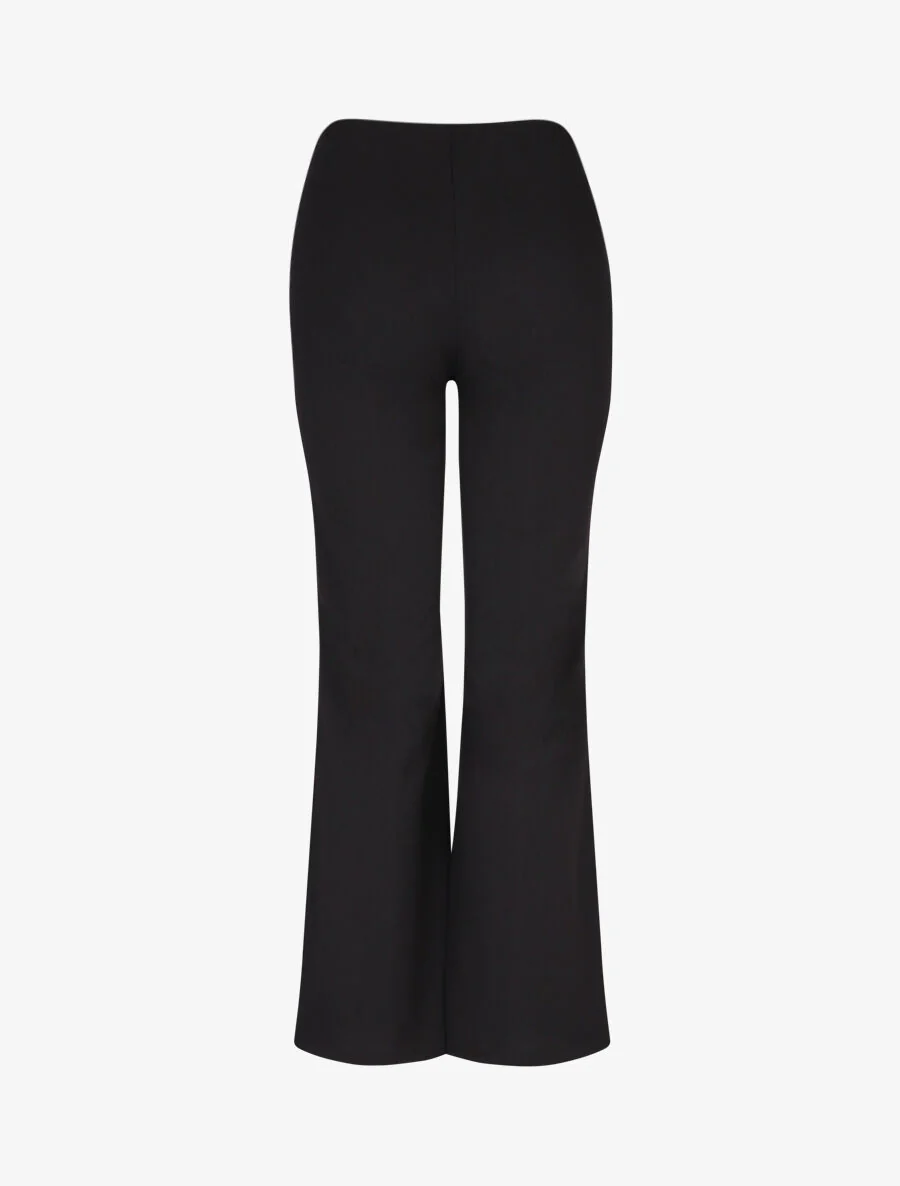 Flared broek met hoge taille en gesp - Zwart - Image 2
