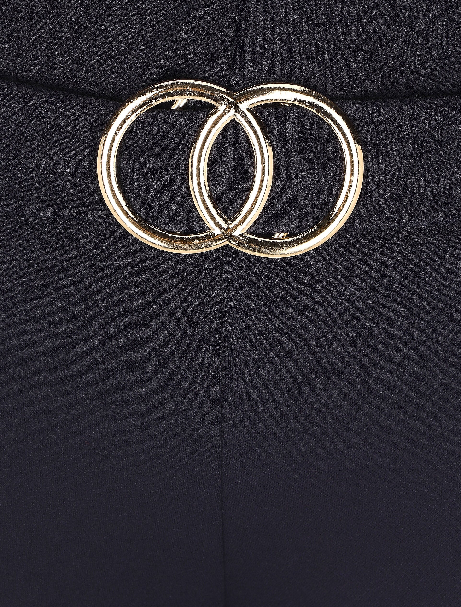 Flared broek met hoge taille en gesp - Marineblauw - Image 3